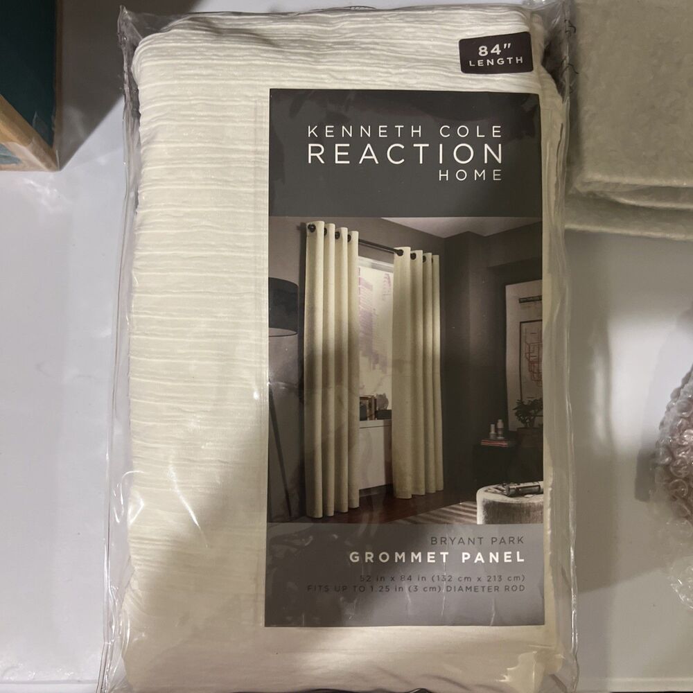 New In Bag Kenneth Cole Bryant Park Ivory Grommet Panel Curtain 52x84”
